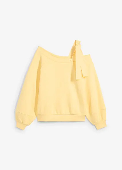 Lässiges Sweatshirt mit One-Shoulder und Schleifendetail - gelb | Bonprix DE