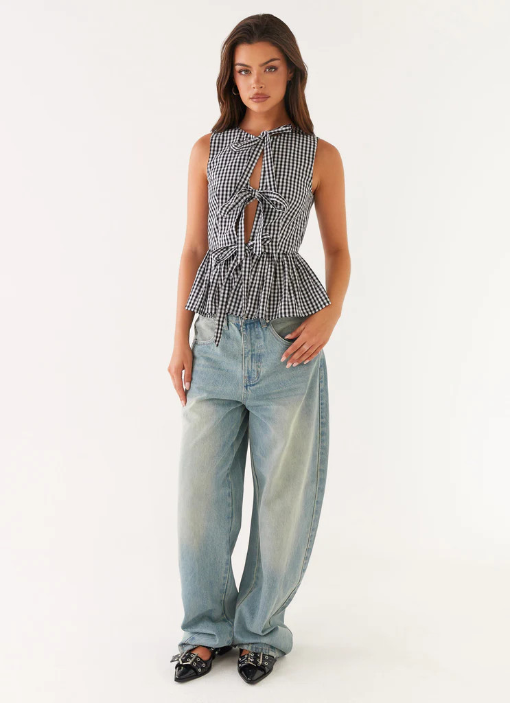 Cyrene Tie Top - Black Gingham | Peppermayo (Global)