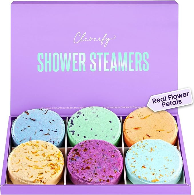 Cleverfy Shower Steamers for Aromatherapy - Purple Box of 6 Shower Bombs | Amazon (US)