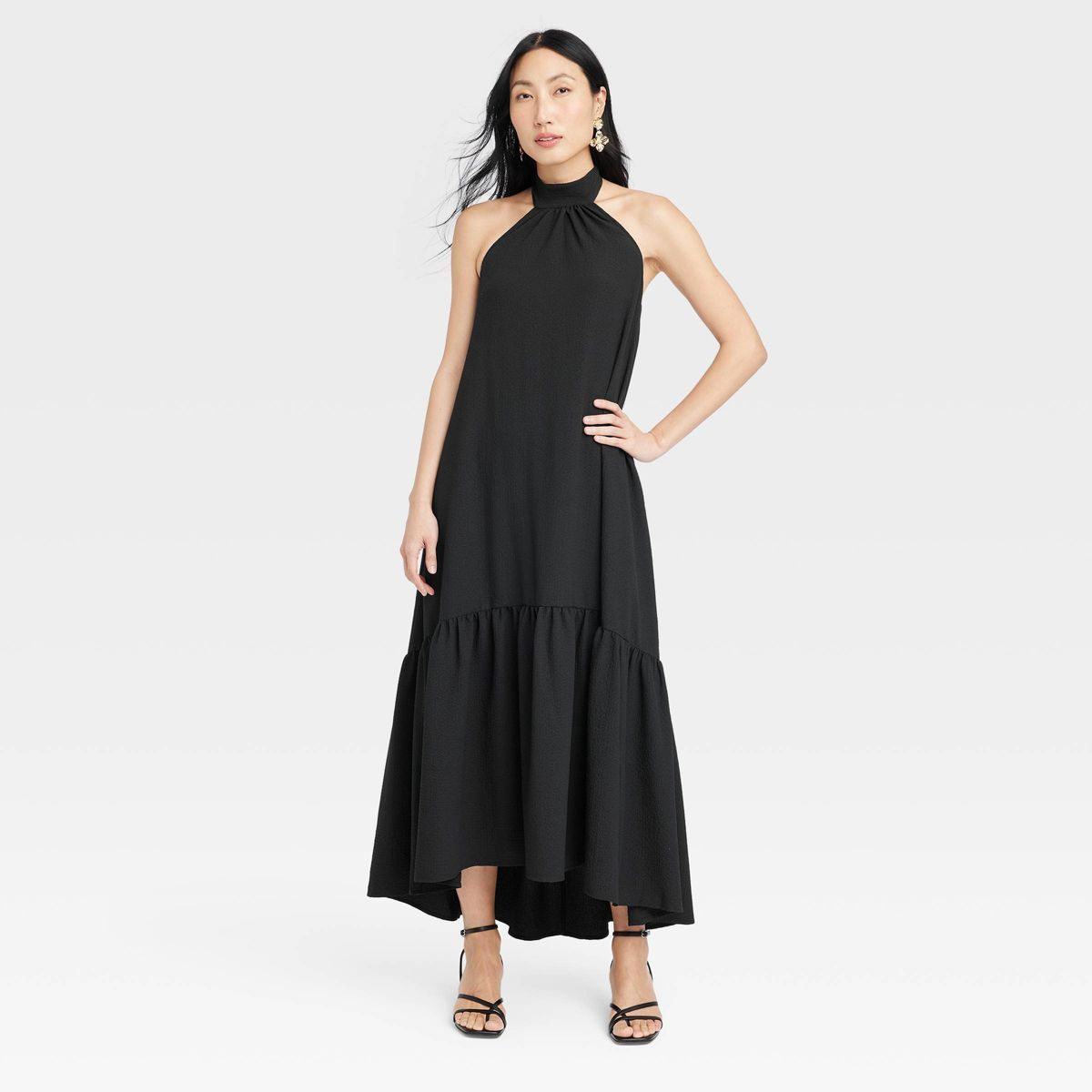 Women's Halter Hi-Lo Midi Dress - A New Day™ Black S | Target