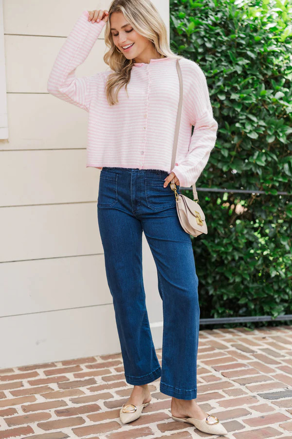 Fun Detail Pink Striped Cardigan | The Mint Julep Boutique