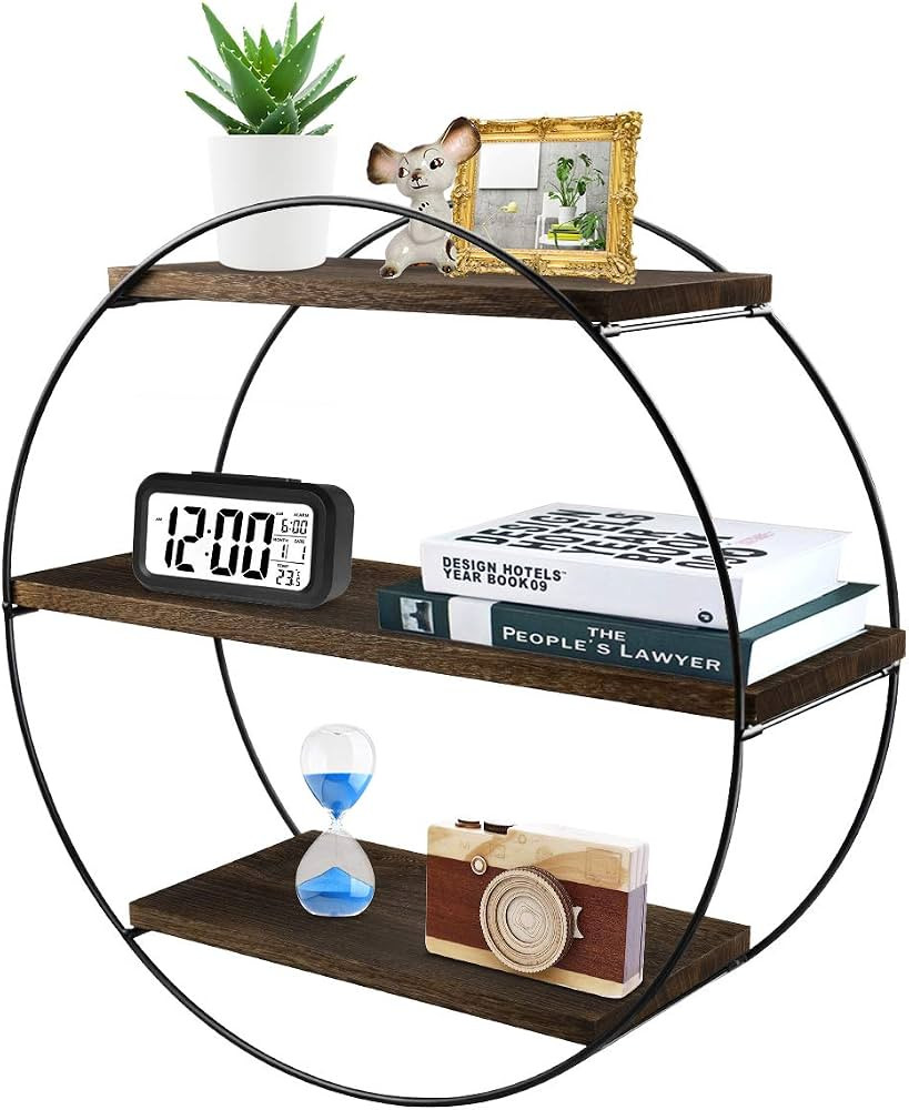 Floating Shelves for Wall, Rustic Wood Geometric Style Decor Shelf for Bathroom Bedroom Living Ro... | Amazon (US)