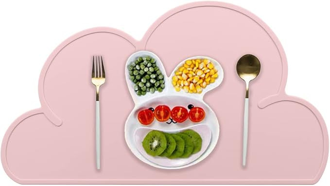 Kids Placemat - Silicone Placemat Cloud Shape Non Slip Placemat for Baby Toddlers, Portable Food ... | Amazon (US)