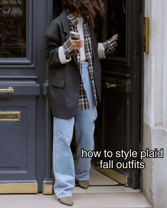 Plaid for fall — part 1 of 2: shirts, layers and denim. My original outfit photo is the inspiration: let a plaid shirt show at the collar and cuffs, then keep the blazer and jeans simple. These are current choices from the collection, not every item worn in the photo. Shoes, bags and accessories are in part 2.

Similar tags: EDIKTED navy cotton-blend flannel replaces sold-out Lioness Clarity Winter Twilight, with a different plaid and fit. Thread & Supply cream/navy polyester is the collection’s shacket and a lighter-material alternative to Pendleton’s taupe/charcoal wool fringe jacket; one shared tag. Levi’s Ribcage is the Not The Same wash. The J.Crew Margeaux is PETITE Dark Gray Plaid, rather than the original classic fit. The J.Crew barn jacket is Warm Olive. J.Crew’s White classic-fit tee is longer than the Madewell Boxy Crop; select White if it opens Navy. Bayeas is Red/Beige/Sky Plaid.

For LE BOP Winnie, select Burgundy Plaid if the link opens Navy. MOTHER Lemon Twist was available only in size 32; PARKE Cream in 28–31; Levi’s Wonder Why trucker in XS/L when checked. Stock and sale terms can change. The Camper Casi Myra blue flats are omitted from this selection because a suitable linked option was not verified. Other pictured details are styling context.

Affiliate links: I may earn a commission from purchases. More outfit ideas: https://www.itscasualblog.com/ #PlaidOutfits #FallOutfits #LTKootd #LTKSeasonal 

 #LTKootd #LTKSeasonal
