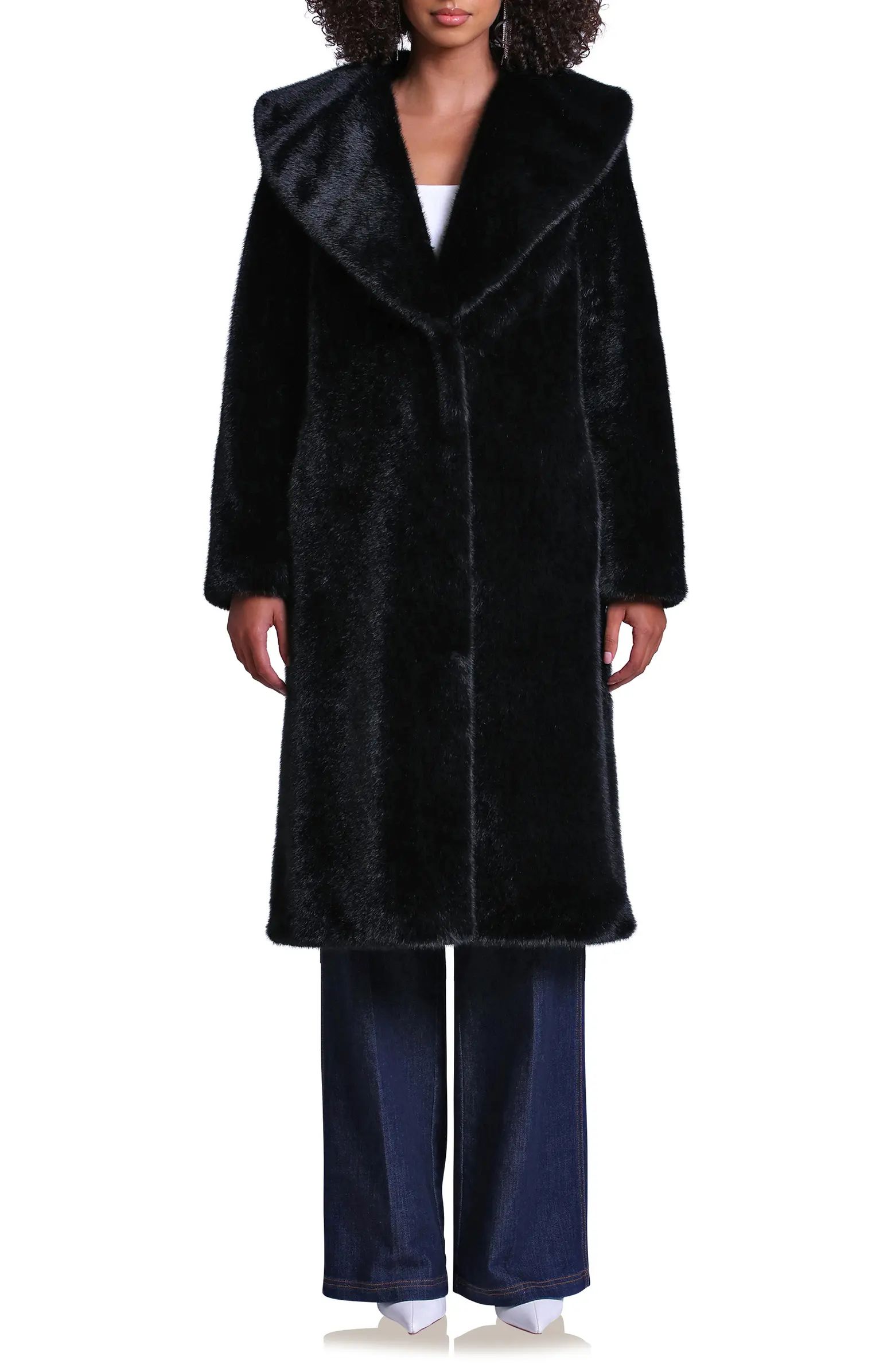 Avec Les Filles Shawl Collar Faux Fur Longline Coat | Nordstrom | Nordstrom