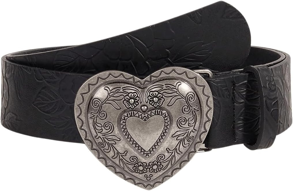 GORGLITTER Women's Heart Belt Y2k Belts Cowgirl Belt Vintage Western PU Leather Belts | Amazon (US)