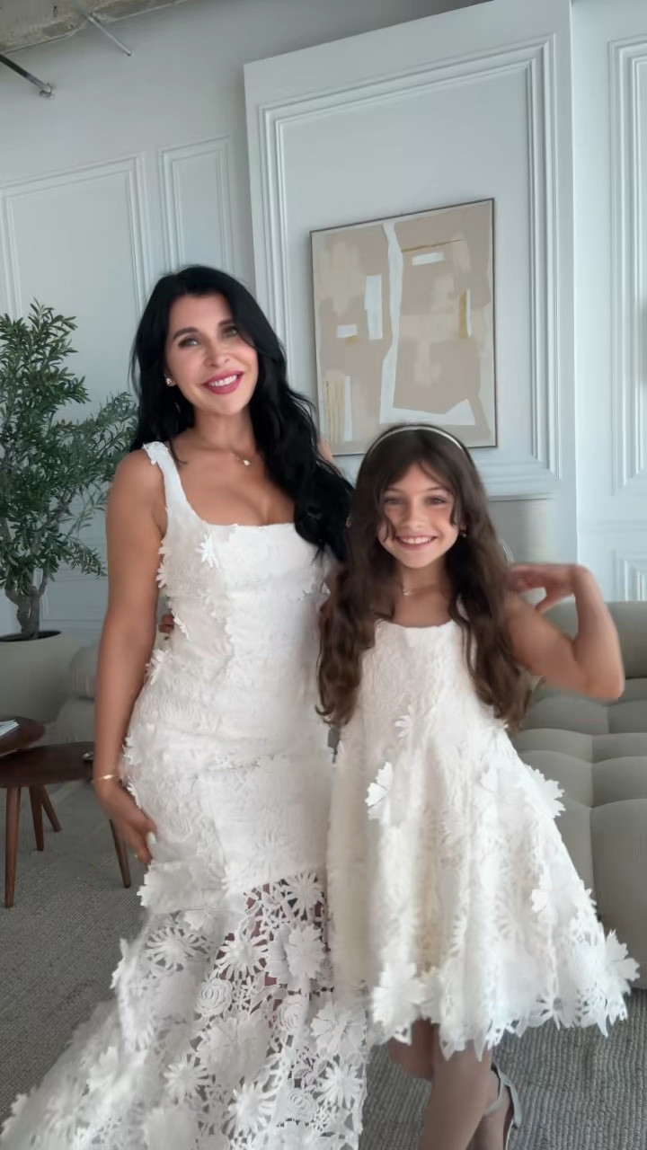 Mother and daughter family matching white lace evening dresses 🫶🏻

#LTKStyleTip #LTKParties #LTKKids