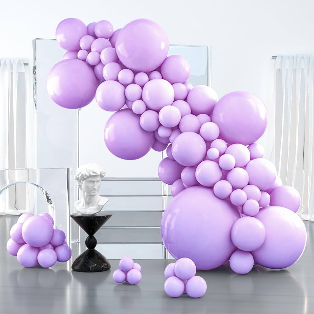 PartyWoo Pastel Purple Balloons, 127 pcs Pale Lavender Balloons Different Sizes Pack of 36 Inch 1... | Amazon (US)