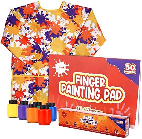 Washable Finger Paint Set for Kids – 8-Piece Set with 50-Sheet Large Paper Pad, 6 Non Toxic Was... | Amazon (US)