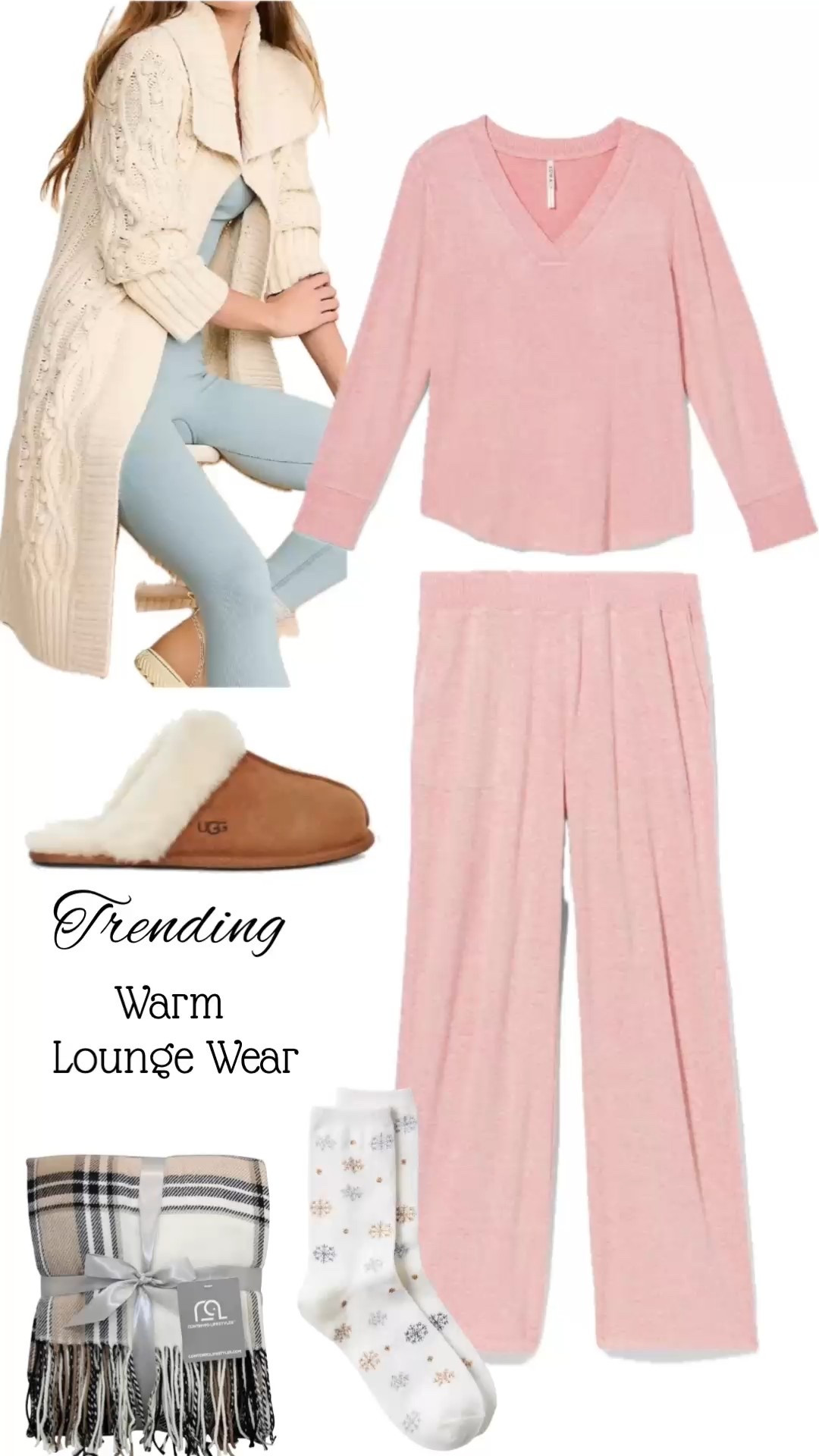 I find there’s nothing better than wrapping up in warm comfort on a cold winters day. These are your perfect staying in pieces. Yes, you can wear some of them out and about, but you’ll definitely want to have these pieces on hands to relax in.

I love the pink top and bottom in the picture from Soma. It keeps me warm and they are super soft, which I love. Easy pull on pieces with a nice elastic band on the pants.

I’ve been raving about the long Lou & Grey cardigan from LOFT for weeks. I have been wearing it instead of a bathrobe around the house. Love it!

And of course, my favorite fuzzy socks and slippers. They made my top five must haves for this season 🤩

#loft #lou&grey #uggs #loungewear #soma #giftsforher

#LTKselfcare #LTKHoliday #LTKGiftGuide