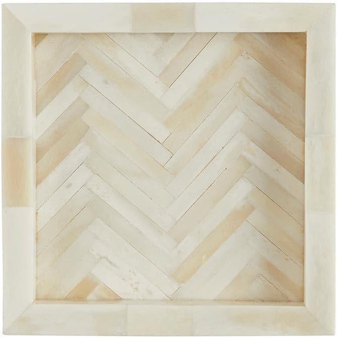 47th & Main Herringbone Trays Bone Inlay Beautiful Decorative Tray for Home Décor, 6" Square, Cr... | Amazon (US)