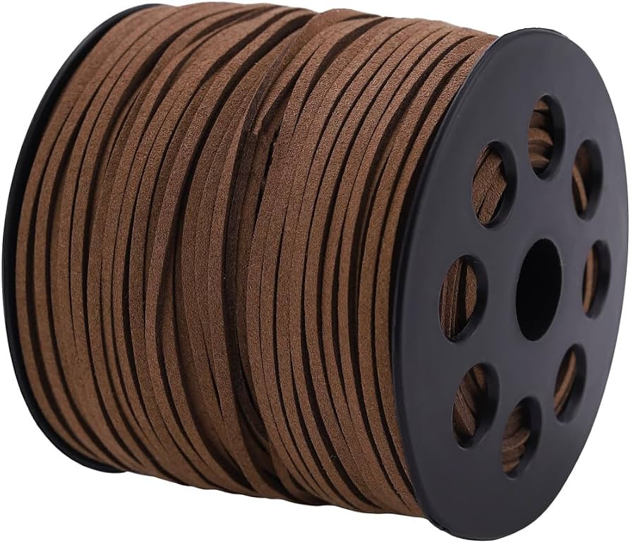 2.65mm x100 Yards Faux Suede Cord, Flat Leather String with Roll Spool, Faux Leather Cord for Jew... | Amazon (US)