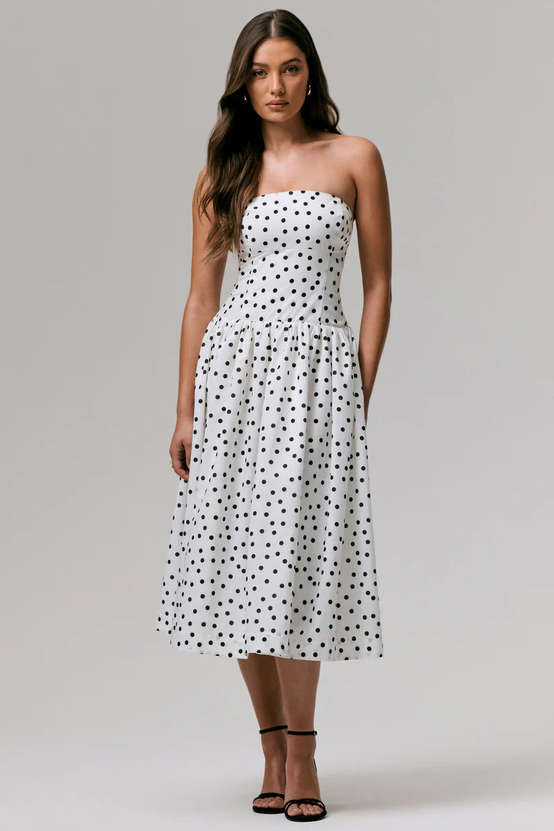 Triumph  Polka Dot Bandeau Midi Dress | Club L London