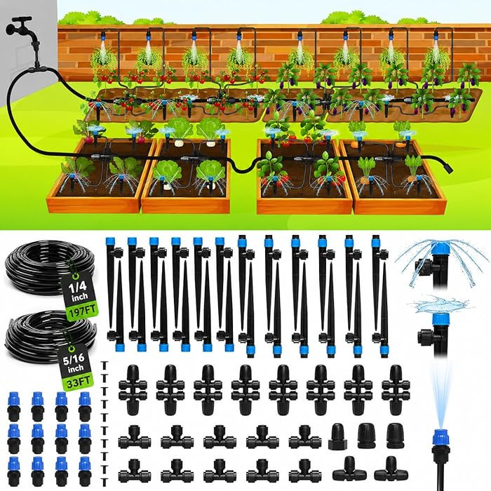Drip Irrigation System 230FT \u2013 Quick Connect Garden Watering Kit with Adjustable Drip Emitte... | Amazon (US)