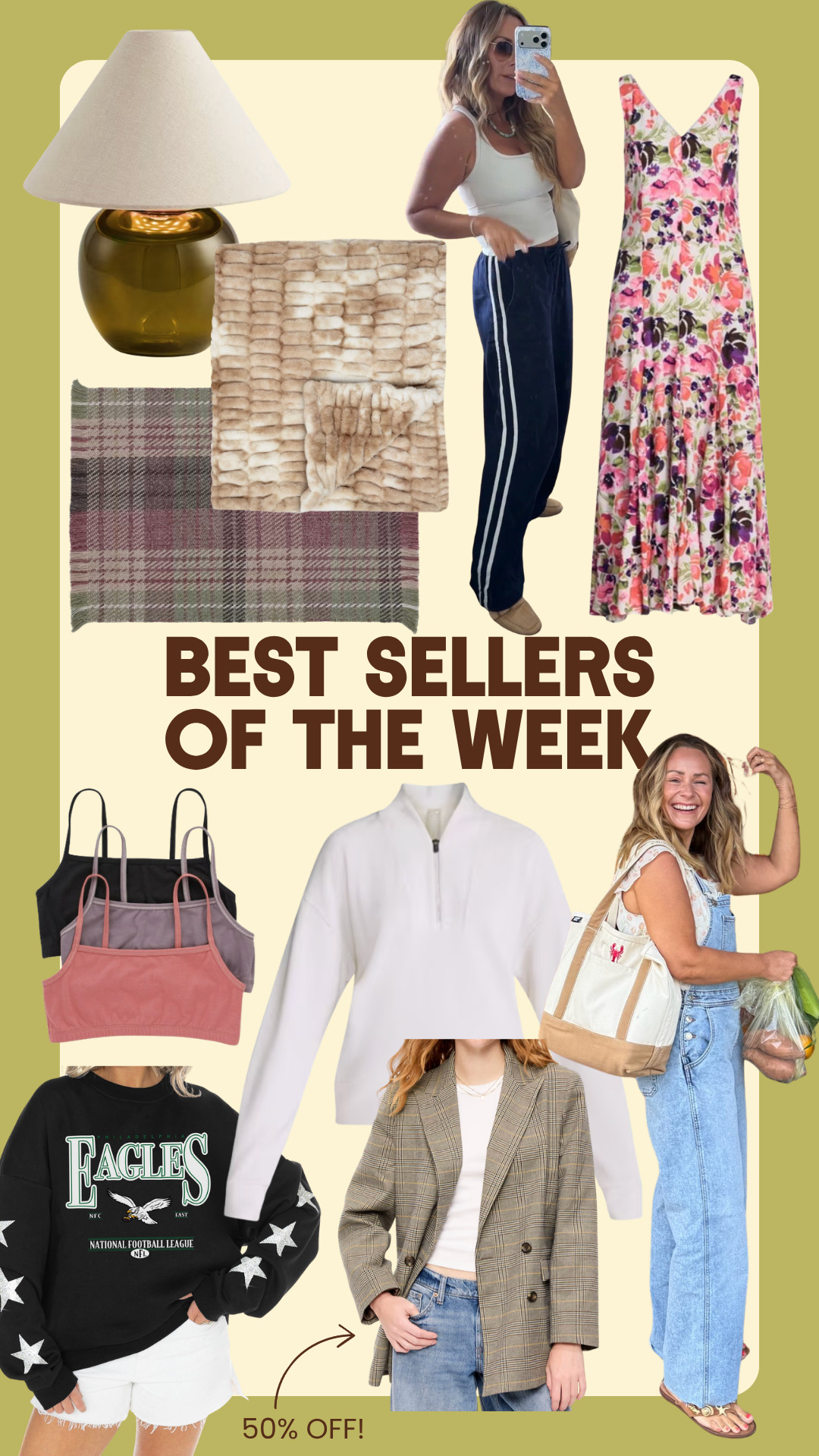 Best sellers of this week are live, sisters! This is such a fun round up. You girls are loving fall items for your home, end of summer pieces with a super chic Old Navy blazer that just so happens to be 50% off right now. Also, I have to say, I'm obsessed with how many of you loved the Eagles crewneck!!! Go Birds!  

 #LTKootd #LTKSeasonal