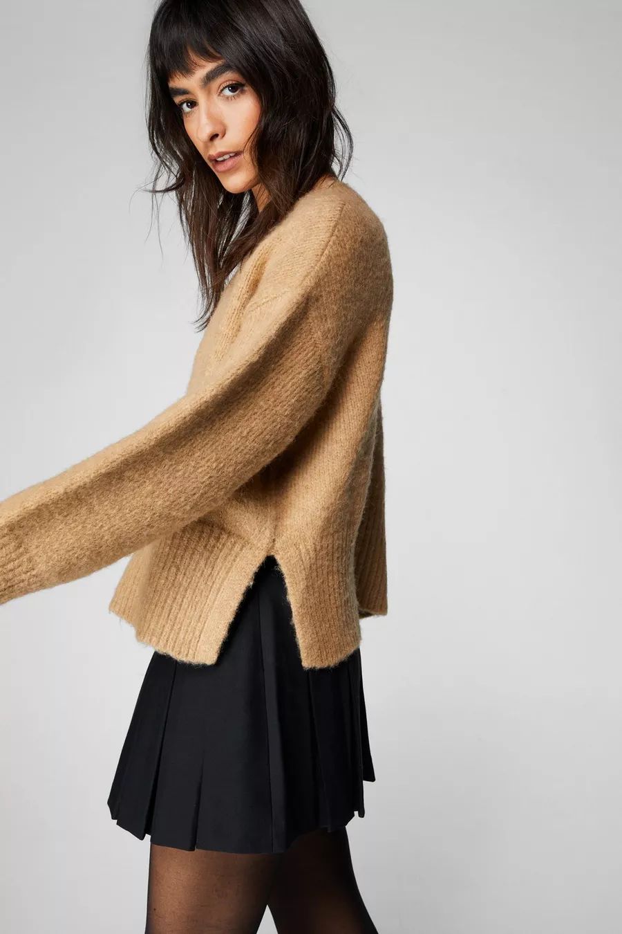 Deep V Neck Cropped Knit Sweater | Nasty Gal US