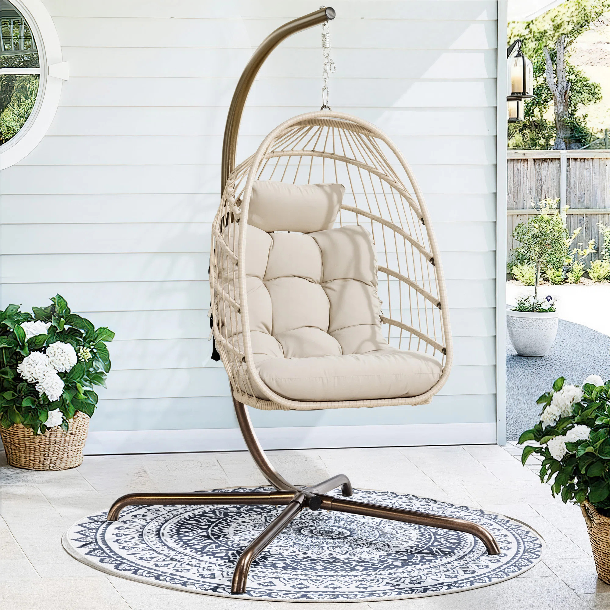 Chingford Outdoor/Indoor Swing Egg Chair with Stand | Wayfair North America