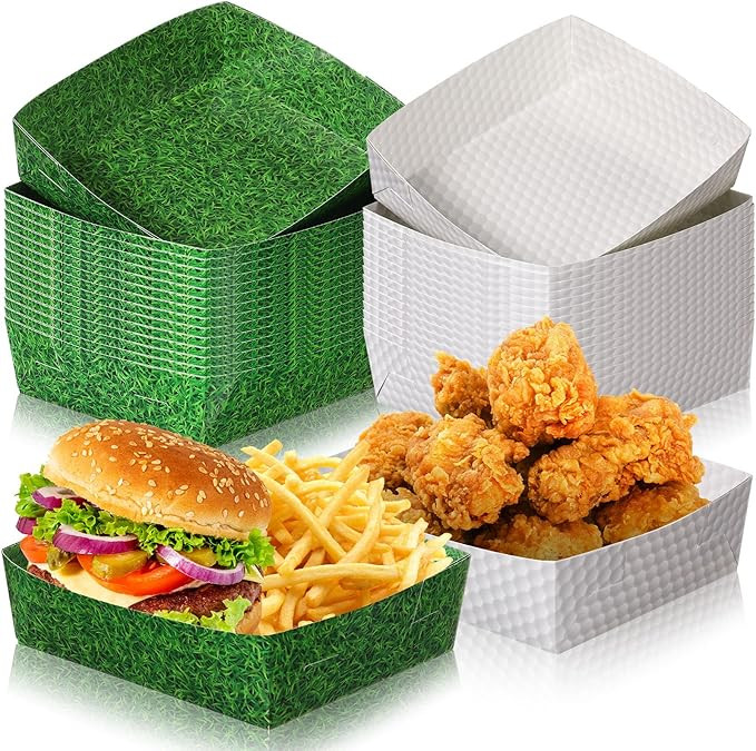 Teling 36 Pack Golf Ball Party Supplies 5 lb Golf Party Plates Large Paper Trays Food Boats Dispo... | Amazon (US)