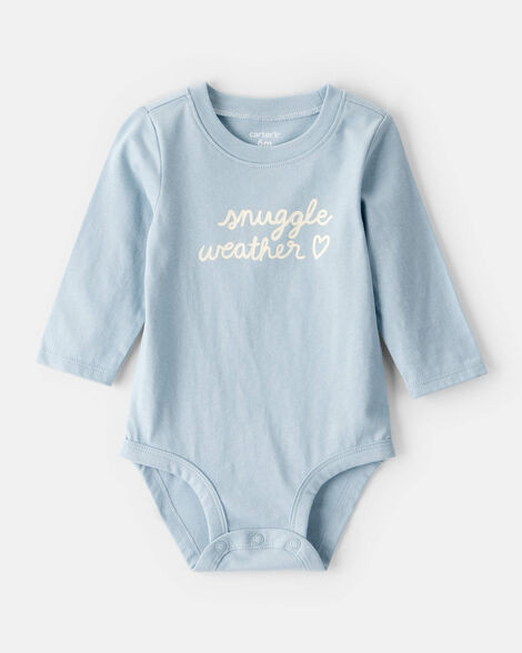 Baby Girl Snuggle Weather Long-Sleeve Graphic Bodysuit - Blue | Carter's Inc