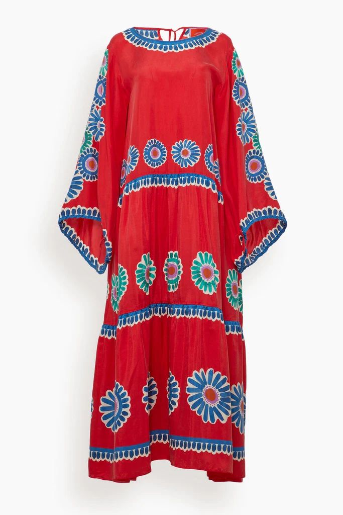 Vesta Dress in Daisy Placee Red | Hampden Clothing