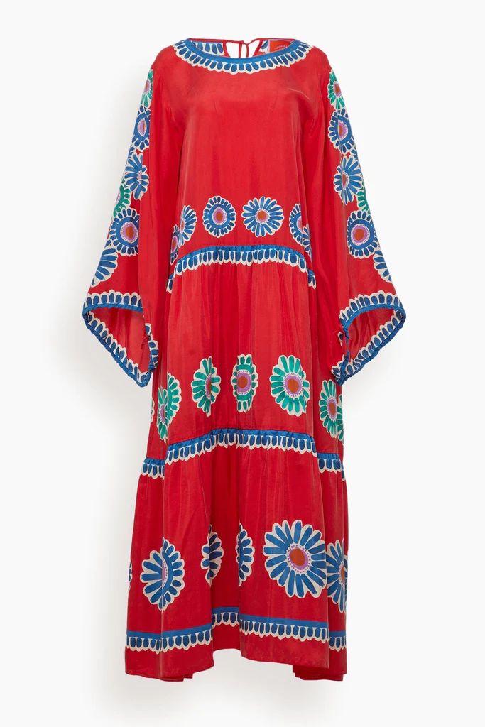 Vesta Dress in Daisy Placee Red | Hampden Clothing