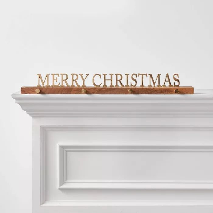 26" x 3" Merry Christmas Stocking Holder Gold - Threshold™ | Target
