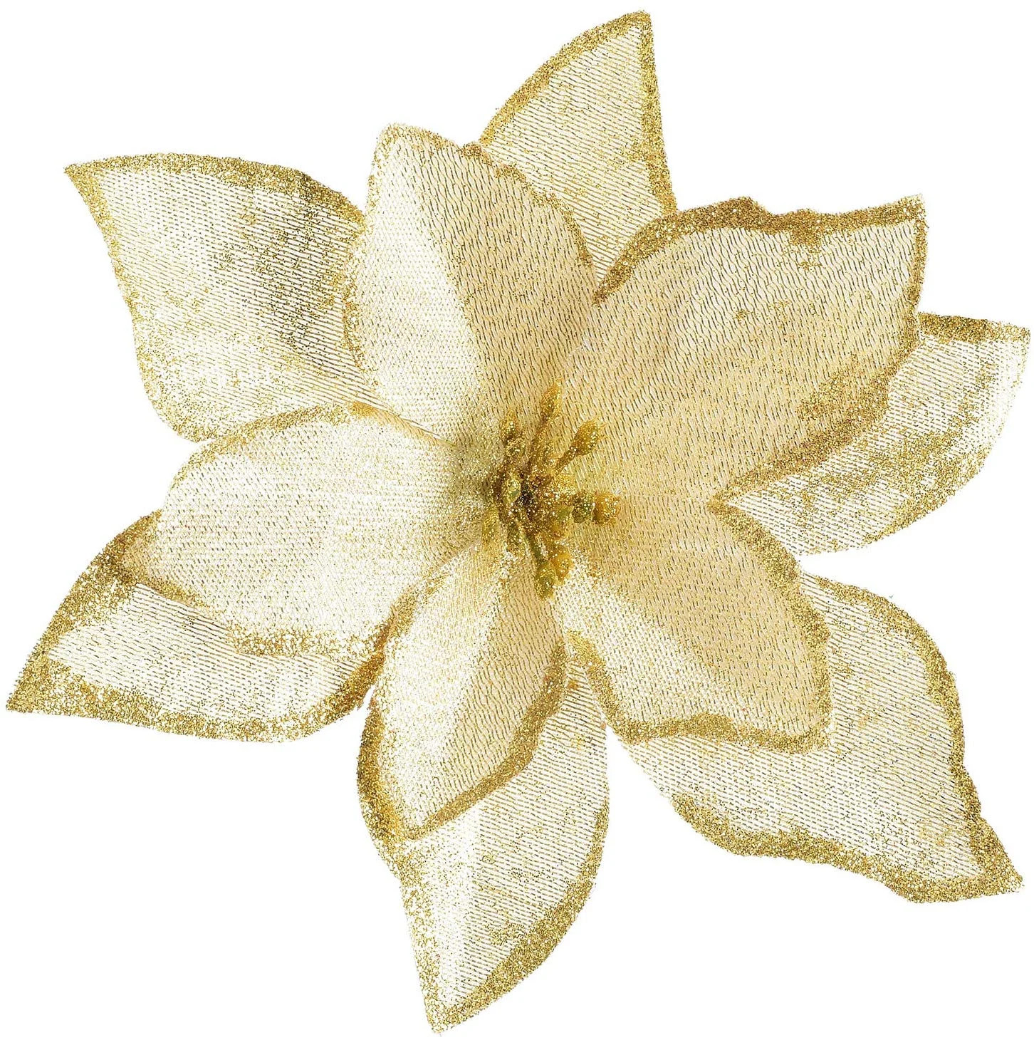 Coolmade 20 Pcs Christmas Poinsettia Flowers, Artificial Flowers Glitter Poinsettia Christmas Tre... | Walmart (US)