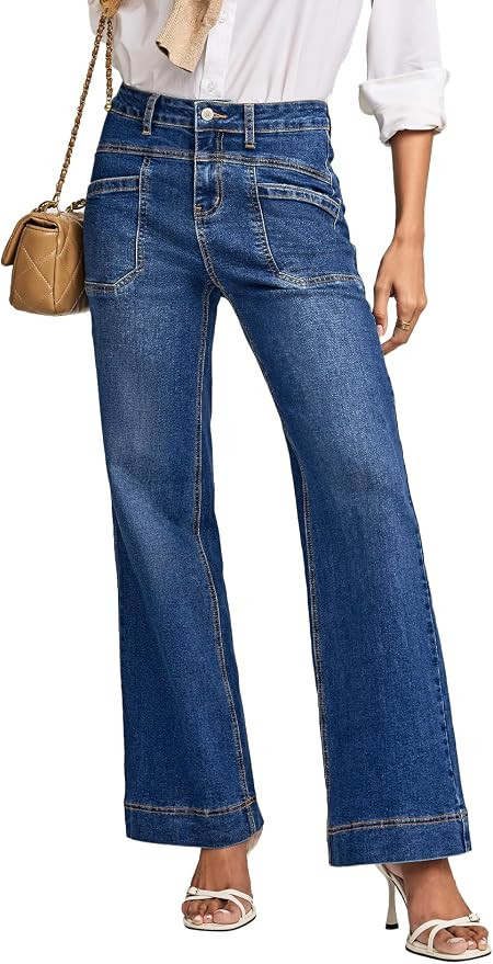 EVALESS Womens Jeans Wide Leg High Waisted Straight Bootcut Jeans Trendy Fall 2026 Zimbaplatinum ... | Amazon (US)