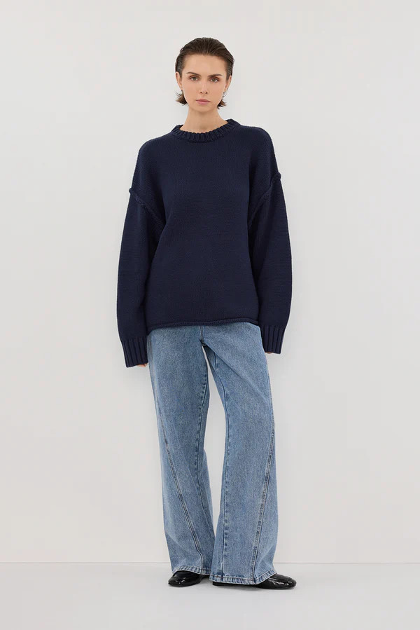 ROY NAVY LONGLINE KNIT JUMPER | DISSH