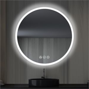 Blossom Orion 32" Round LED Mirror with Frosted Side Silver Glass | Cymax