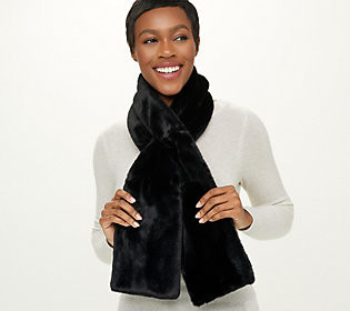Sprigs Faux Fur Pull-Through Scarf with Zipper Pocket | QVC