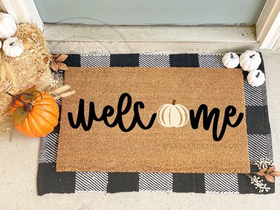 Pumpkin Welcome Mat  Pumpkin Doormat  Fall Doormat  Fall | Etsy | Etsy (US)