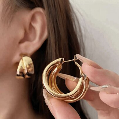 1pair Alloy Geometric Shape Elegant Earrings As A Gift For Mother, Friend, Teacher, Festival. Suitable For Women's Daily Wear Party Halloween | SHEIN