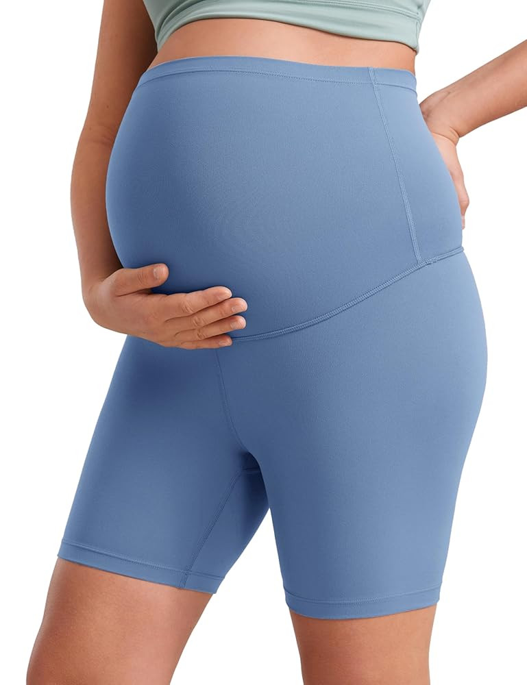 CRZ YOGA Womens Butterluxe Maternity Biker Shorts Over The Belly 6" - Pregnancy Yoga Workout Acti... | Amazon (US)