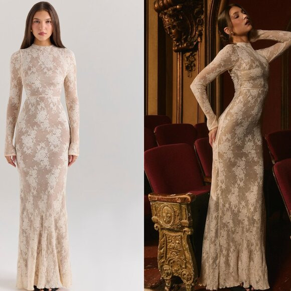 HOUSE OF CB 'Isoline' Peach Lace Maxi Dress NWT | Poshmark