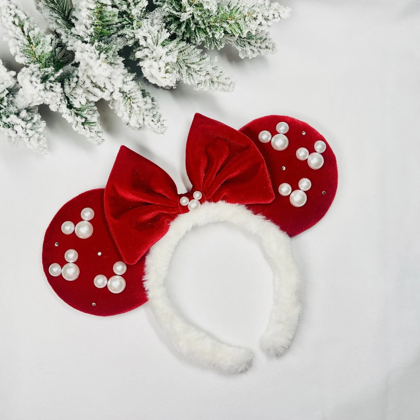 Christmas Pearl Minnie Ears, Pearl Minnie Mouse Ear, Christmas Ears, Holiday Minnie Ear, Christma... | Etsy (US)