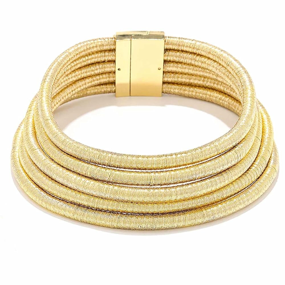 African Choker Necklace Gold Rope Weave Collar Layered Boho Tribal Chokers Multilayer Statement P... | Amazon (US)