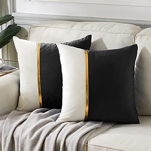 Fancy Homi 2 Packs Black Decorative Throw Pillow Covers 18x18 Inch for Living Room Couch Bed, Black  | Amazon (US)