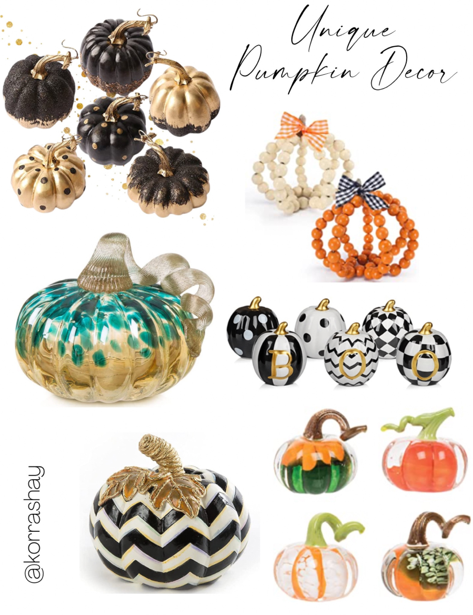 Unique pumpkin decor 🎃

Tags:
Gold and black pumpkins, beaded pumpkins, pumpkin decor, glass pumpkins, fall home decor 

#LTKhome #LTKunder100 #LTKSeasonal
