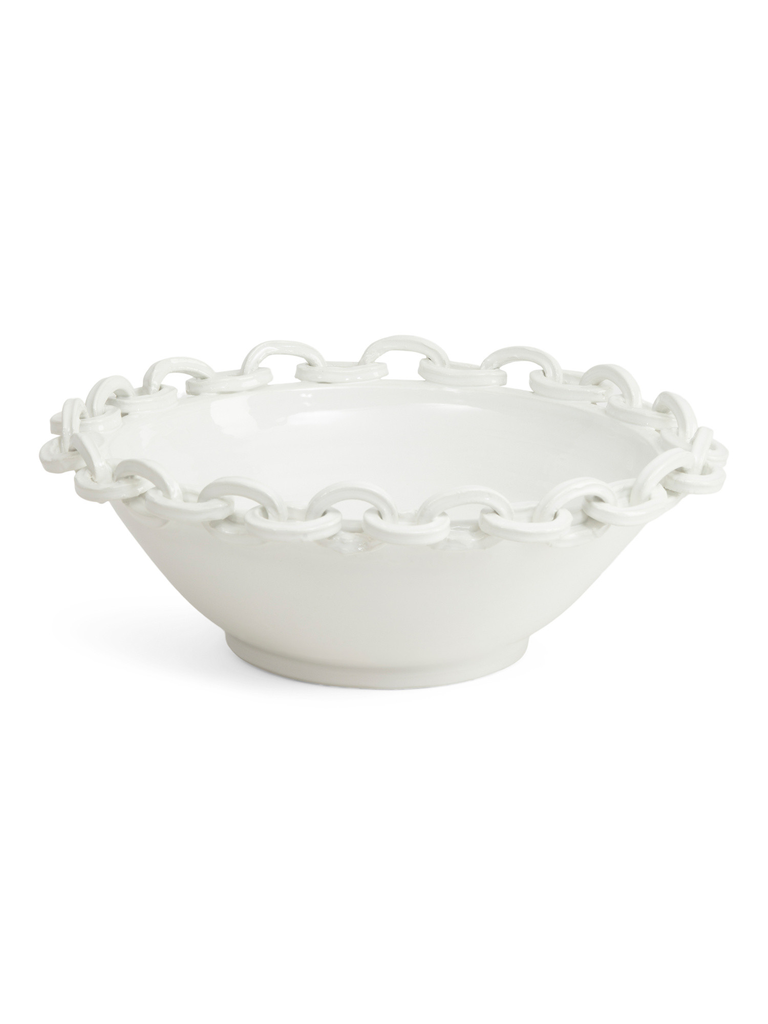 Handmade In Italy 16.5x5in Chain Edge Ceramic Bowl | TJ Maxx