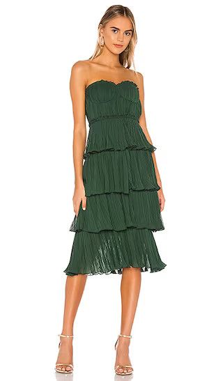 Alex Midi Dress in Emerald Green Wedding Guest Dress Winter Cocktail Party Holidays #LTKwedding | Revolve Clothing (Global)