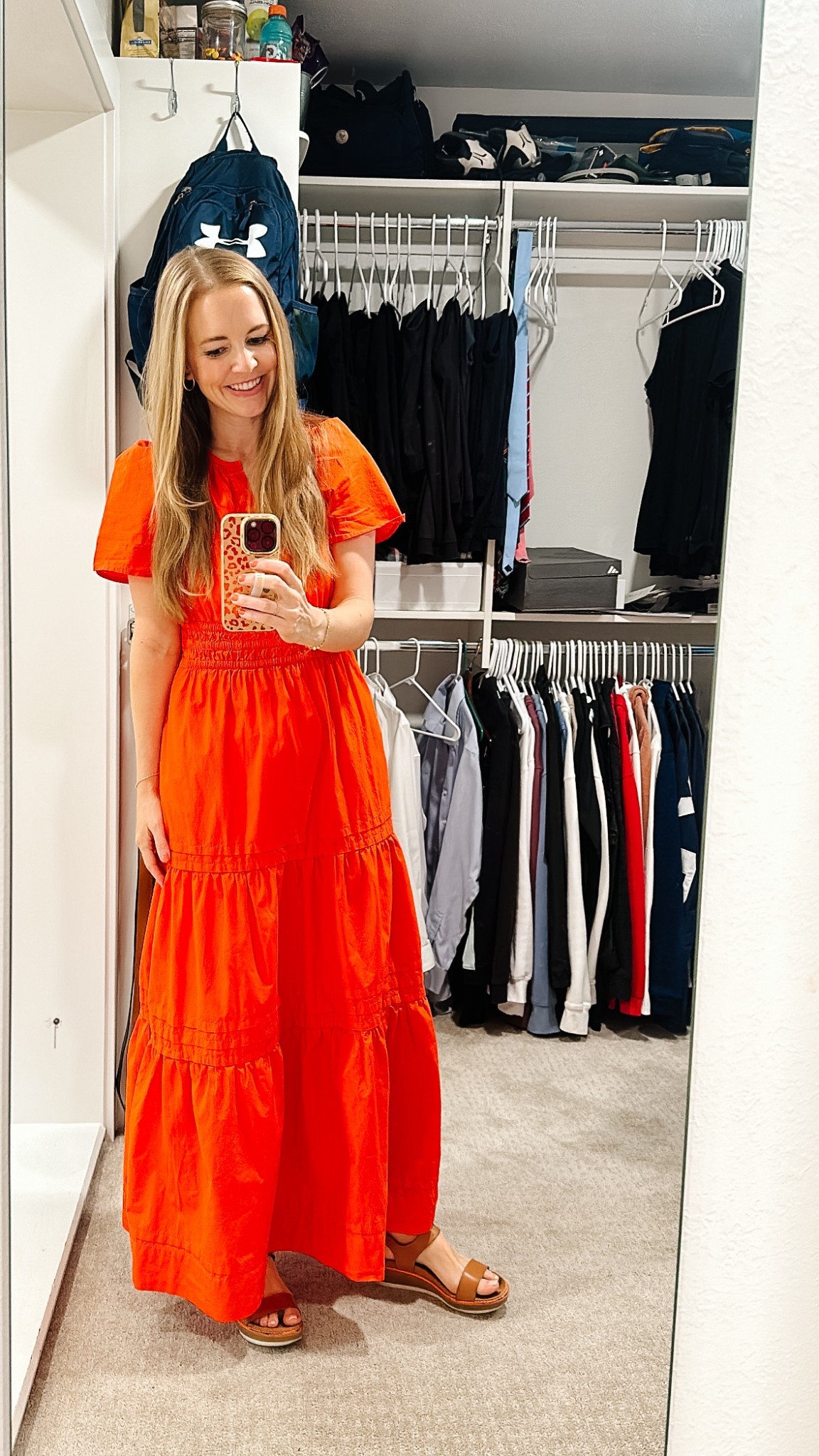 I bought this dress on Quince last year and they have so many cute new colors and patterns this year! 

It’s very similar to the viral Anthropologie dress but about half the price and has pockets! 

I’m wearing an XS which is my normal size! 