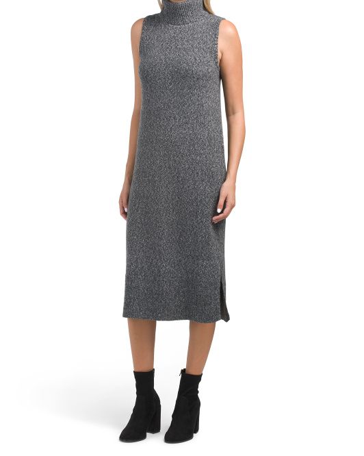 Sleeveless Mock Neck Midi Dress With Double Slits | TJ Maxx