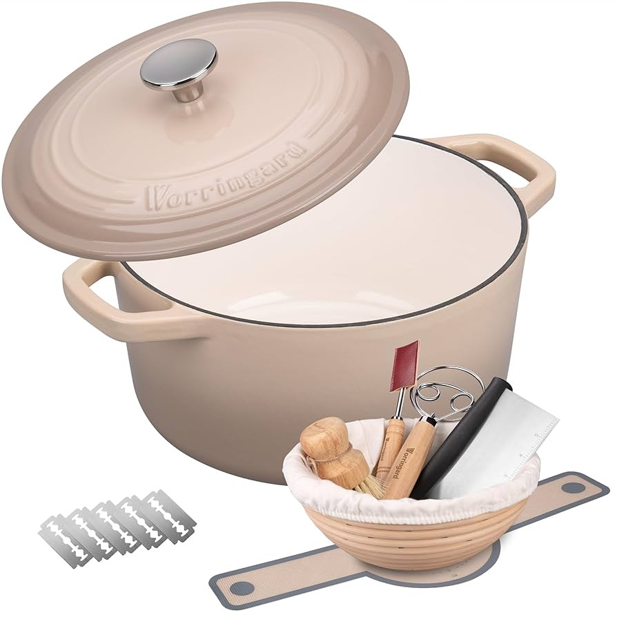 Enameled Cast Iron Dutch Oven Pot with Lid, for Bread Baking, Round Bread Oven- include Sourdough... | Amazon (US)