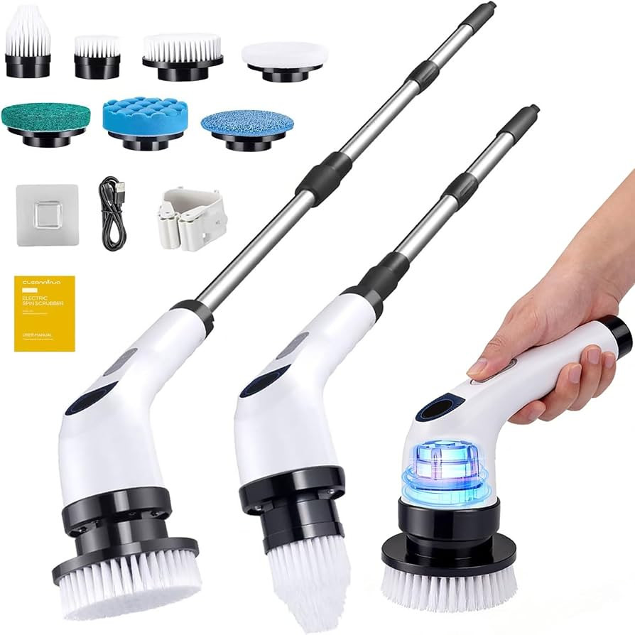 Cleanninja Electric Spin Scrubber for Cleaning, Adjustable Shower Brush with 7 Replaceable Heads ... | Amazon (US)