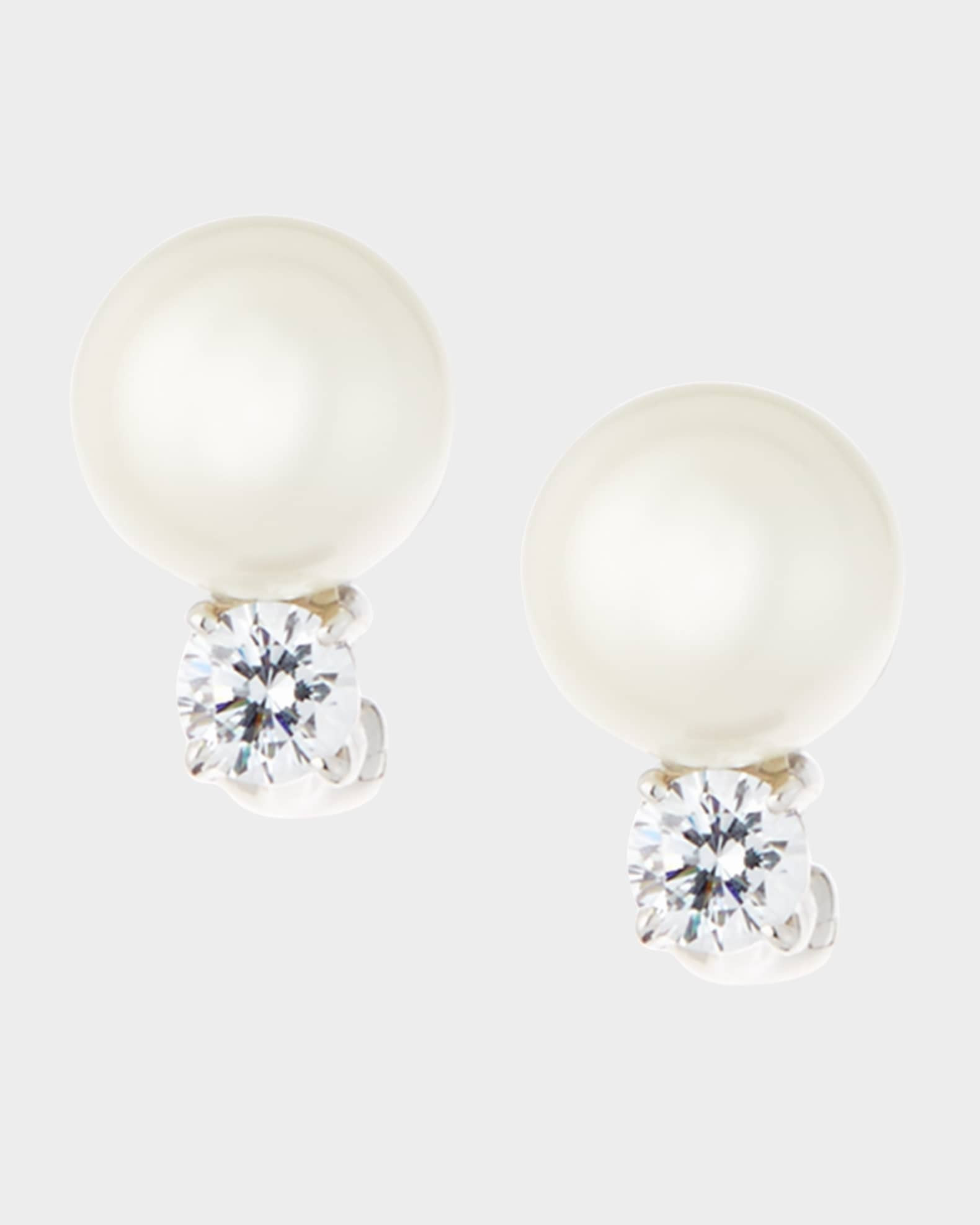 Fantasia by DeSerio 10mm Pearly Bead & Crystal Stud Earrings | Neiman Marcus