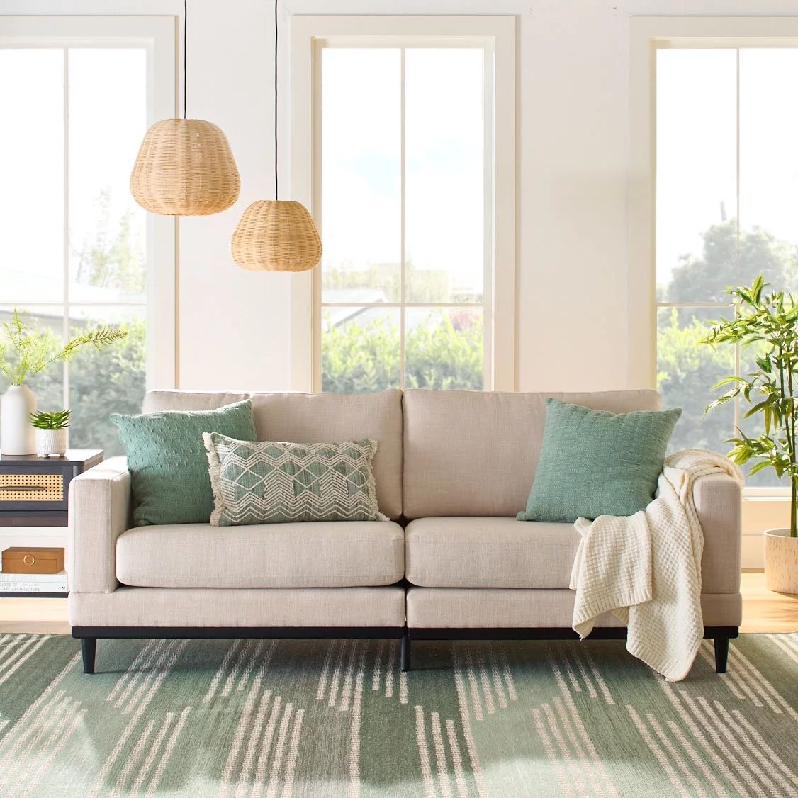 Better Homes & Gardens Springwood Wood Frame Sofa, Charcoal | Walmart (US)