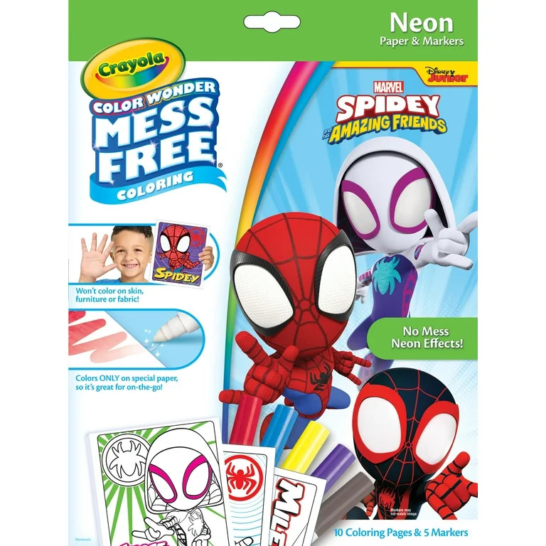 Crayola Color Wonder Spidey and His Amazing Friends Neon Coloring Kit, Stocking Stuffers, Neon Sp... | Walmart (US)