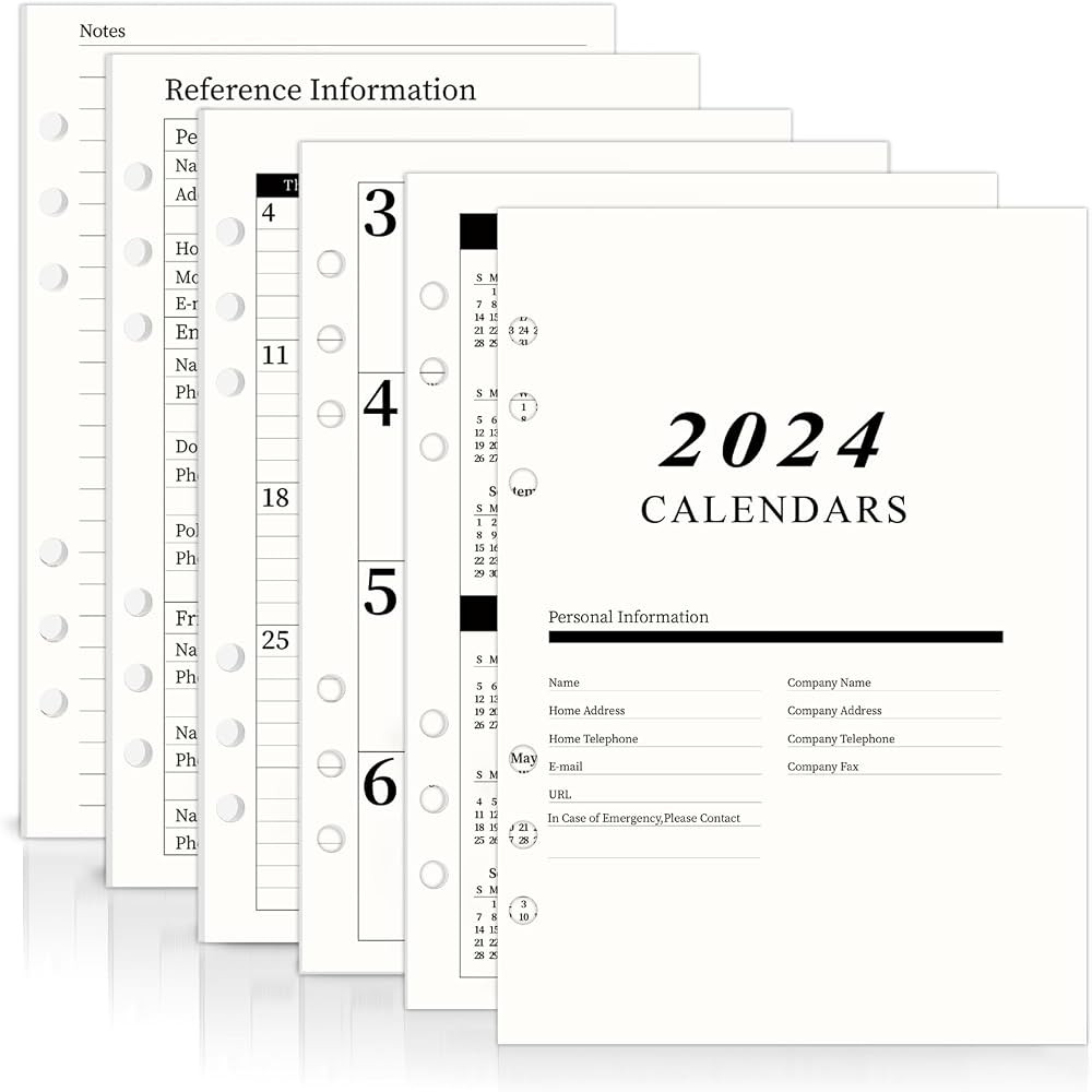 2024 A5 Weekly & Monthly Planner Binder Refill Insert - 5.8"x8.3", 100GSM Paper, Sunday Start, 6 ... | Amazon (CA)
