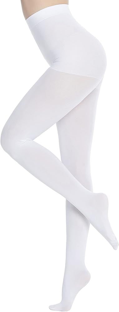 LEG ELEGANT Women's 80 Den Microfiber Soft Opaque Tights Pantyhose (White, S/M) at Amazon Women... | Amazon (US)